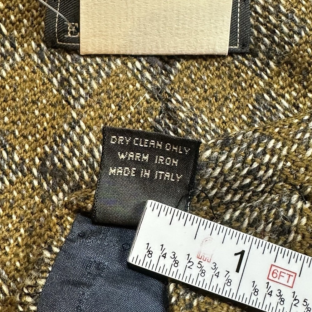 Ermenegildo Zegna Wool Silk Check Plaid Tie Brown Textured Italy NWOT 57x3.75in - Picture 4 of 8